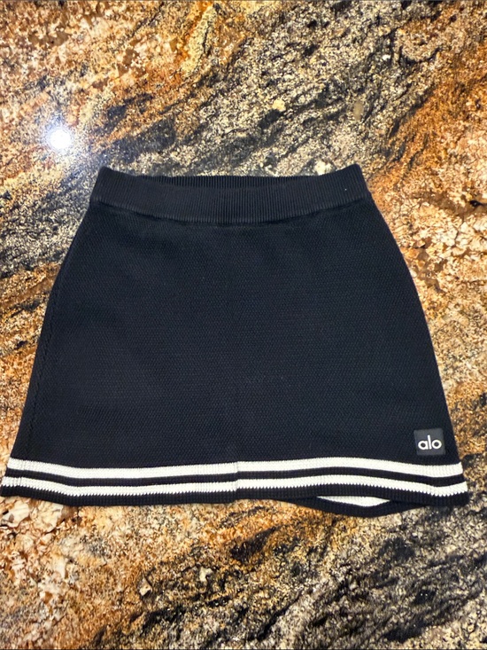 ALO Yoga Other - ALO Yoga Black Mini Skirt with White Stripe Hem